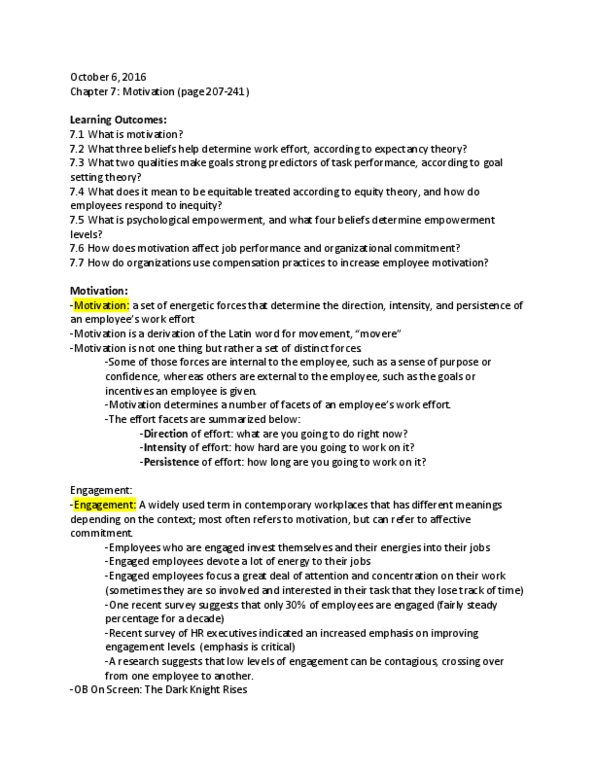 Management and Organizational Studies 2181A/B Chapter 7: Chapter 7-Motivation thumbnail