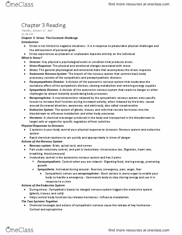 Health Sciences 1001A/B Chapter 3: Chapter 3 Complete Reading Notes thumbnail