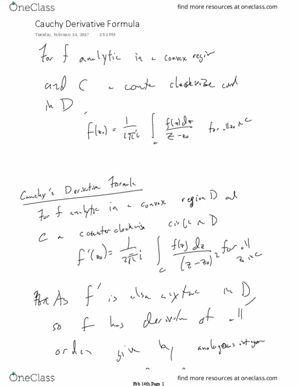 GERM V1225 Lecture 8: Cauchy Derivative Formula thumbnail