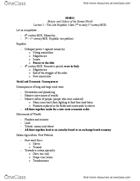 HISB11H3 Lecture Notes - Lecture 5: Teutons, Jugurtha, Cimbri thumbnail