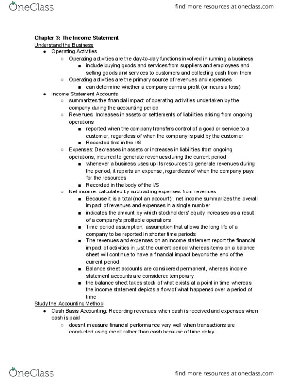 AC 211 Lecture Notes - Lecture 5: Retained Earnings, Income Statement, Accrual thumbnail