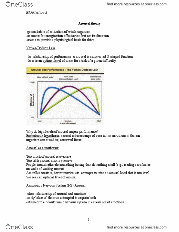 PSY-B - Psychology PSY-B 356 Lecture Notes - Lecture 8: Thalamus, Autonomic Nervous System, Walter Bradford Cannon thumbnail