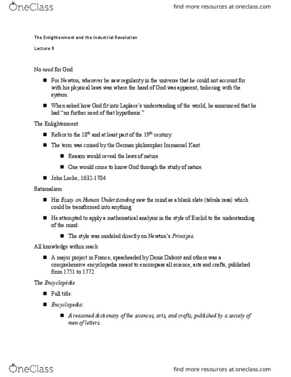 NATS 1730 Lecture Notes - Lecture 8: Tabula Rasa, Denis Diderot, Immanuel Kant thumbnail