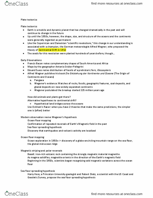 01:460:120 Lecture Notes - Lecture 5: Subduction, North American Plate, John Tuzo Wilson thumbnail