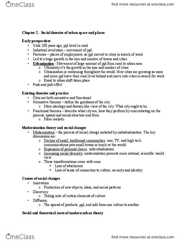 MTRO 101 Lecture Notes - Lecture 2: Concentric Zone Model, Ellen Gates Starr, Human Ecology thumbnail