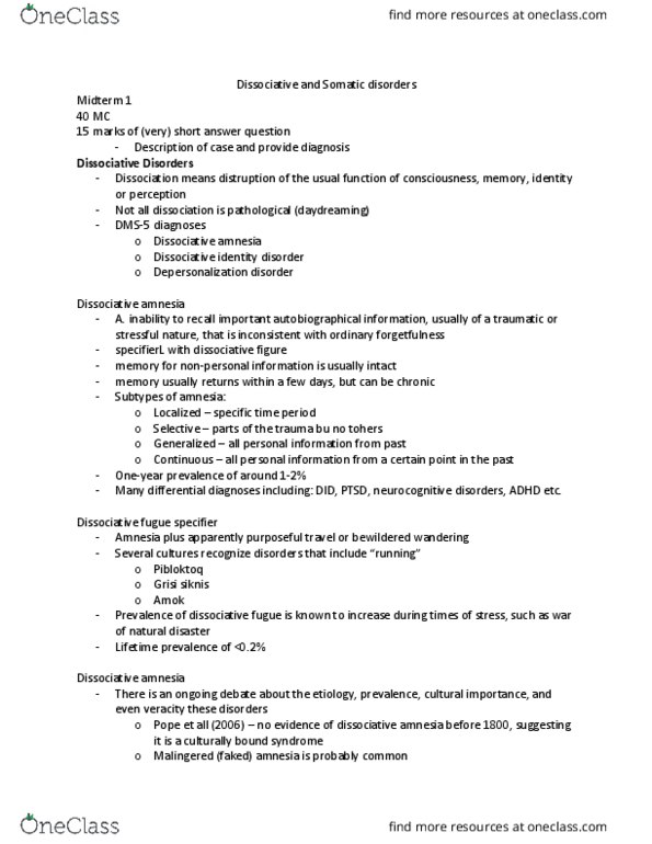 PSY 3171 Lecture Notes - Lecture 5: Factitious Disorder, Independent Community And Health Concern, Mental Disorder thumbnail