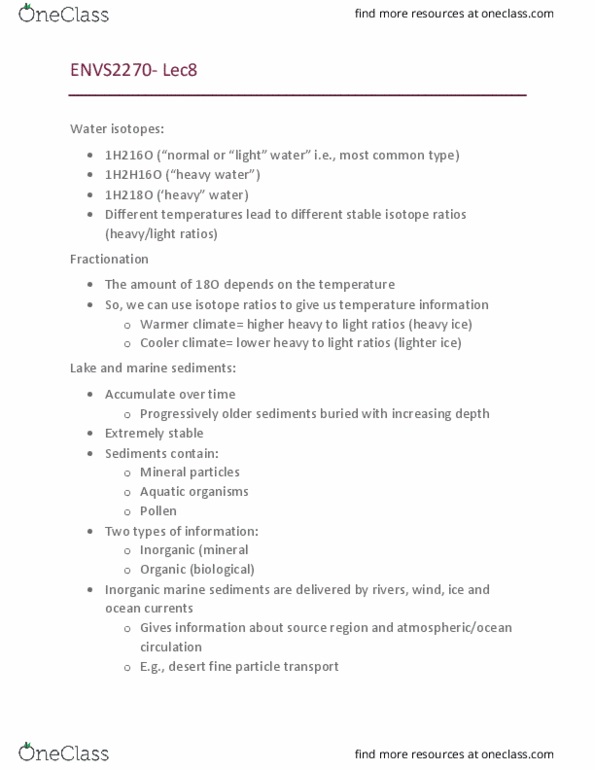 ENVS 2270 Lecture Notes - Lecture 8: Glacial Motion, Dendrochronology, Thermohaline Circulation thumbnail