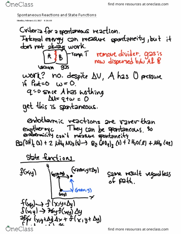 CH 353 Lecture 11: Spontaneous Reacrions and State Functions thumbnail