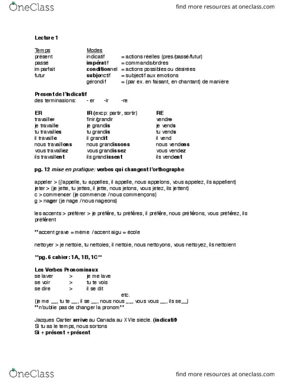 FRENCH 1A06 Lecture Notes - Lecture 1: Acute Accent, Grave Accent, Execute Channel Program thumbnail