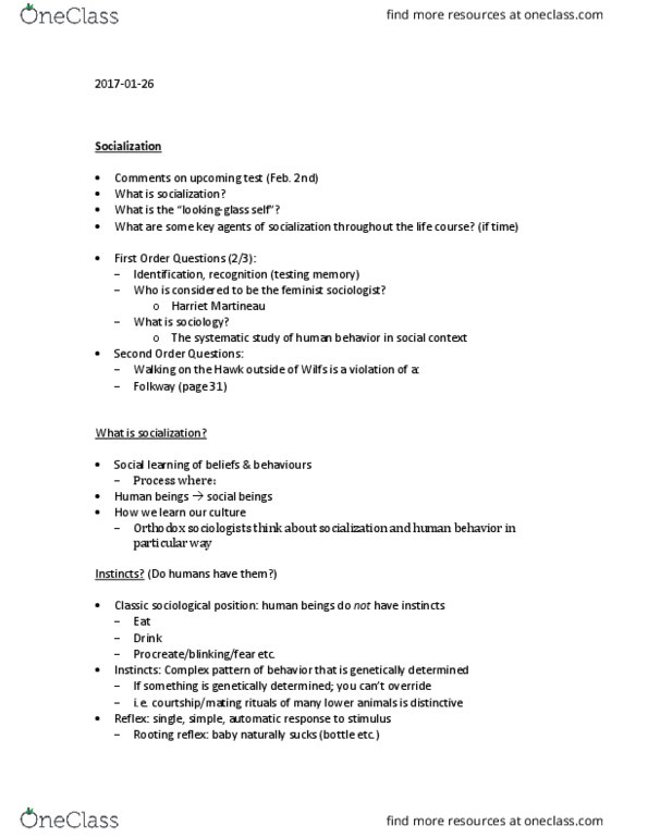 SY101 Lecture Notes - Lecture 8: Thomas Theorem, Mass Media, Peer Group thumbnail