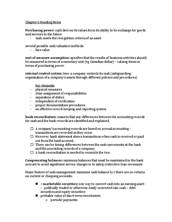 MGCR 211 Chapter Notes - Chapter 6: Promissory Note, Matching Principle, Bank Reconciliation thumbnail