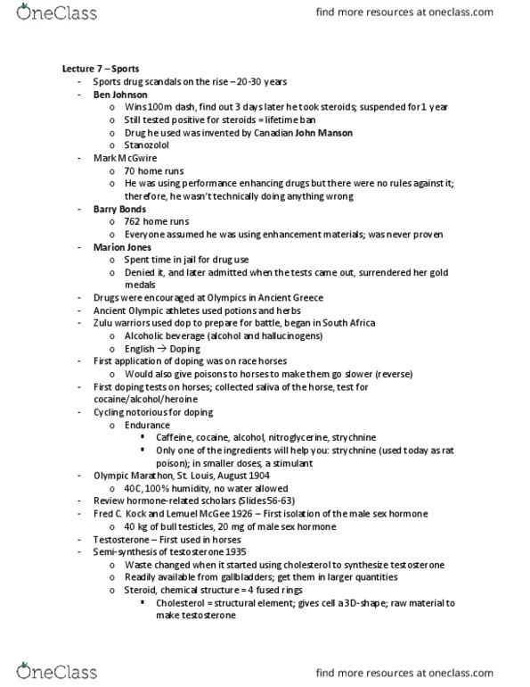 BPS 1101 Lecture Notes - Lecture 7: Metandienone, Acne Vulgaris, Diuretic thumbnail