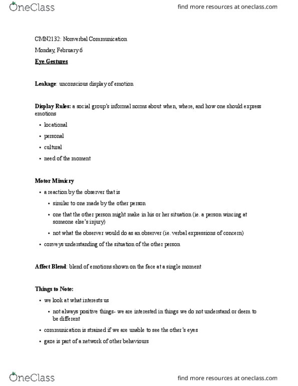 CMN 2132 Lecture Notes - Lecture 5: Attention thumbnail