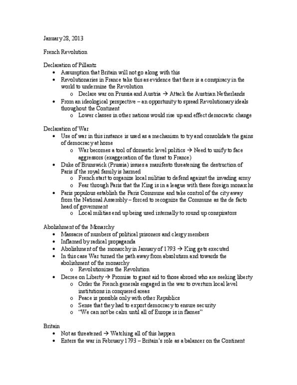 POLI 344 Lecture Notes - Hegemony, Decisive Victory, Maximilien Robespierre thumbnail