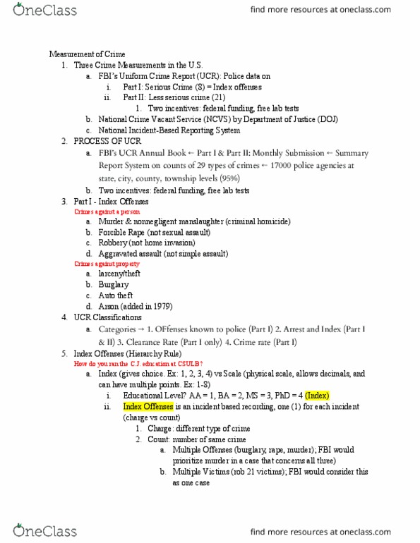 CRJU 101 Lecture Notes - Lecture 3: Assault, Voluntary Manslaughter, Motor Vehicle Theft thumbnail