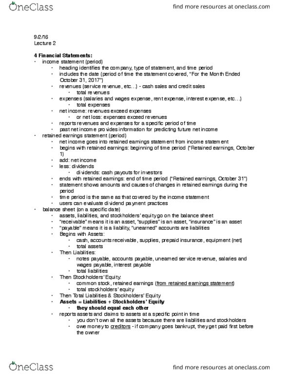 ACC 201 Lecture Notes - Lecture 2: Accounting, Operations Management, Accounts Payable thumbnail