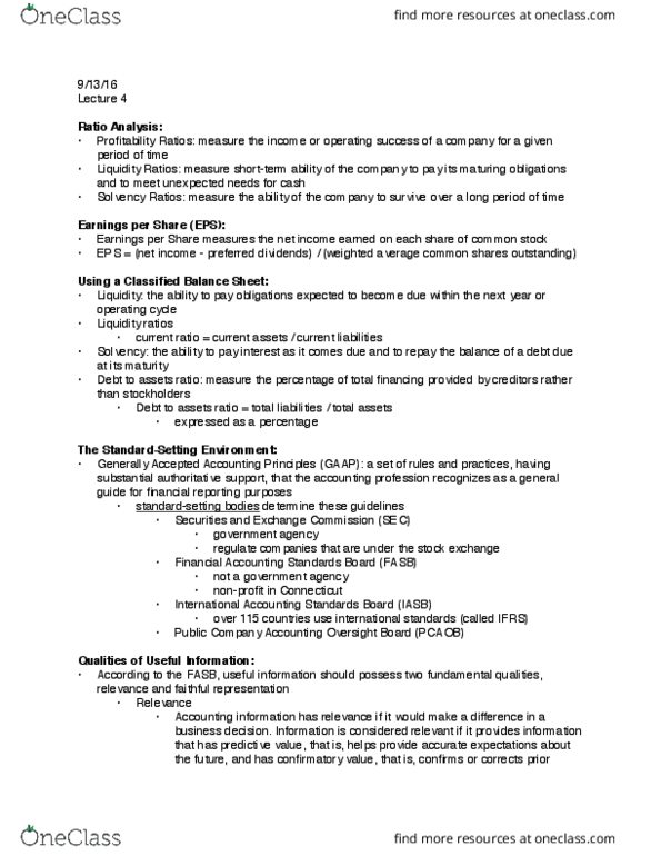 ACC 201 Lecture Notes - Lecture 4: Historical Cost, International Accounting Standards Board, Public Company Accounting Oversight Board thumbnail