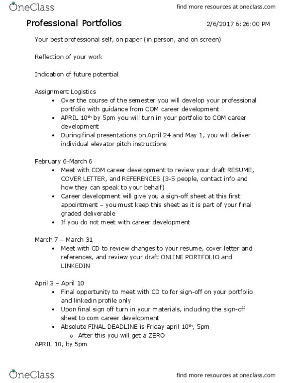 COM CM 473 Lecture Notes - Lecture 1: Account Executive, Career Development, Cover Letter thumbnail