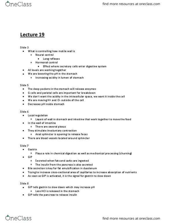 BIO210Y5 Lecture Notes - Lecture 19: Pancreatic Duct, Emulsion, Gastrin thumbnail