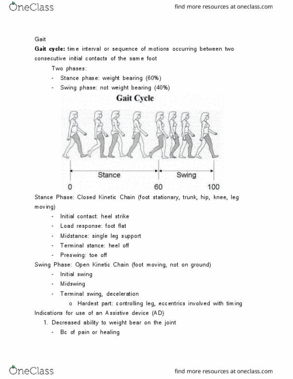 PT 5101 Lecture Notes - Lecture 9: Orthostatic Hypotension, Audio Feedback, Weight-Bearing thumbnail