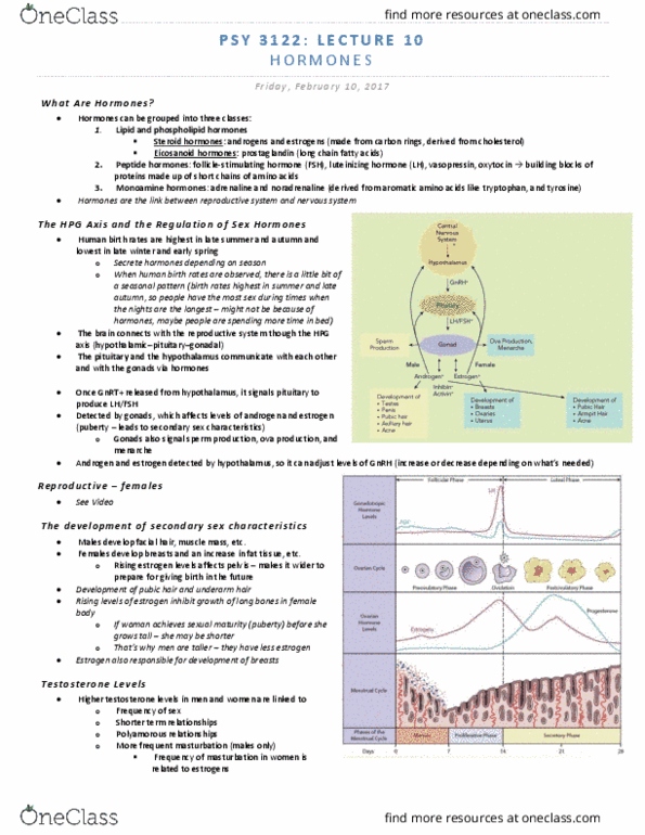 PSY 3122 Lecture Notes - Lecture 10: Late-Onset Hypogonadism, Erectile Dysfunction, Menstrual Cycle thumbnail