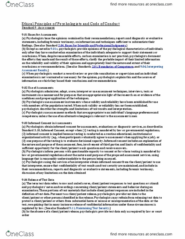 PSYC37H3 Chapter Notes - Chapter 9: Test Data, Informed Consent thumbnail