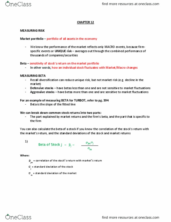 FINE 2000 Chapter Notes - Chapter 12: Cameco, Risk Premium, Standard Deviation thumbnail