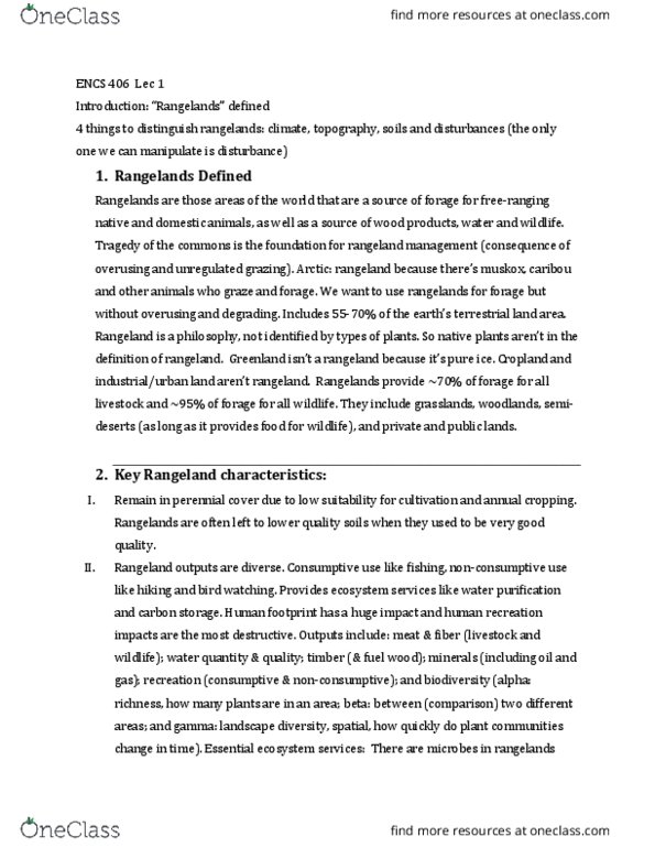 ENCS406 Lecture Notes - Lecture 1: Rangeland Management, Parks Canada, Ecosystem Services thumbnail