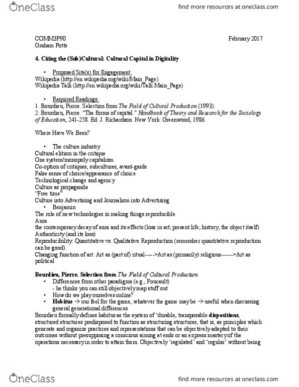 COMM 3P90 Lecture Notes - Lecture 4: Economic Capital, Linkedin, Social Capital thumbnail