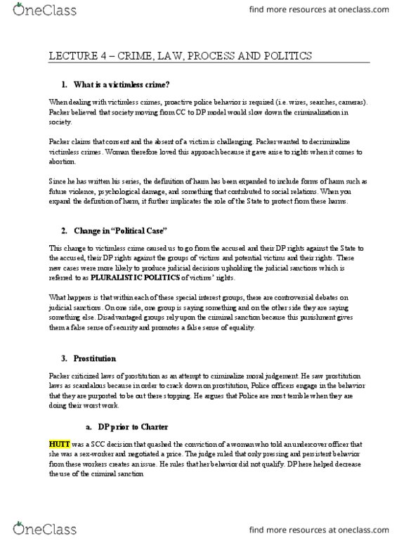 LAWS 3306 Lecture Notes - Lecture 4: Victimless Crime, Street Prostitution, Brothel thumbnail