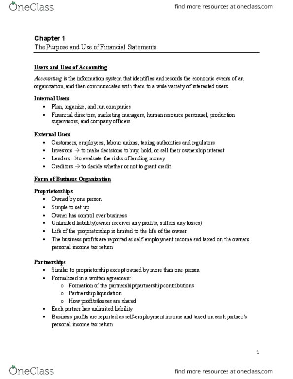 ADM 1340 Chapter Notes - Chapter 1: The Ledger, Trial Balance, Retained Earnings thumbnail