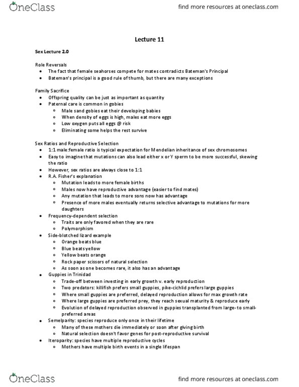 GE CLST 70B Lecture Notes - Lecture 11: Species Complex, Guppy, Asexual Reproduction thumbnail