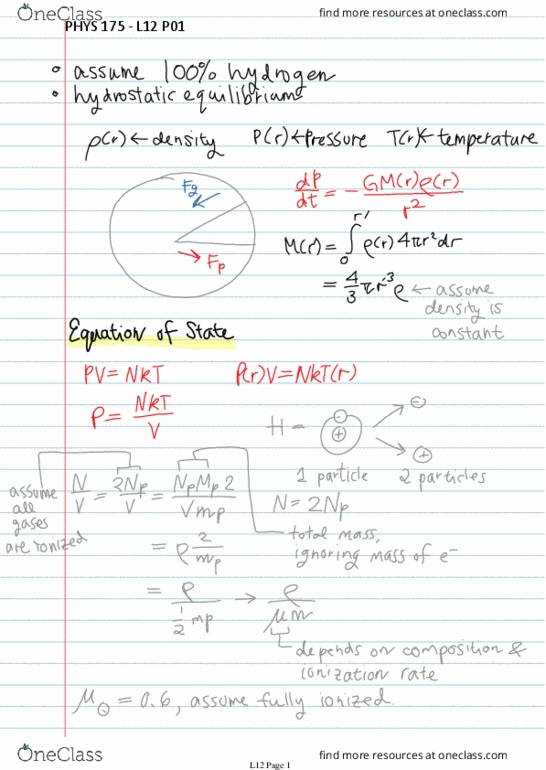 PHYS175 Lecture 13: Hydrostatic Equilibrium, Core of the Sun thumbnail