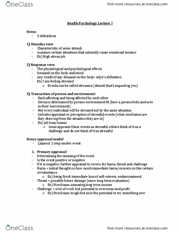 HLSC 2P49 Lecture Notes - Lecture 7: Hypothalamus, Atherosclerosis, Catecholamine thumbnail