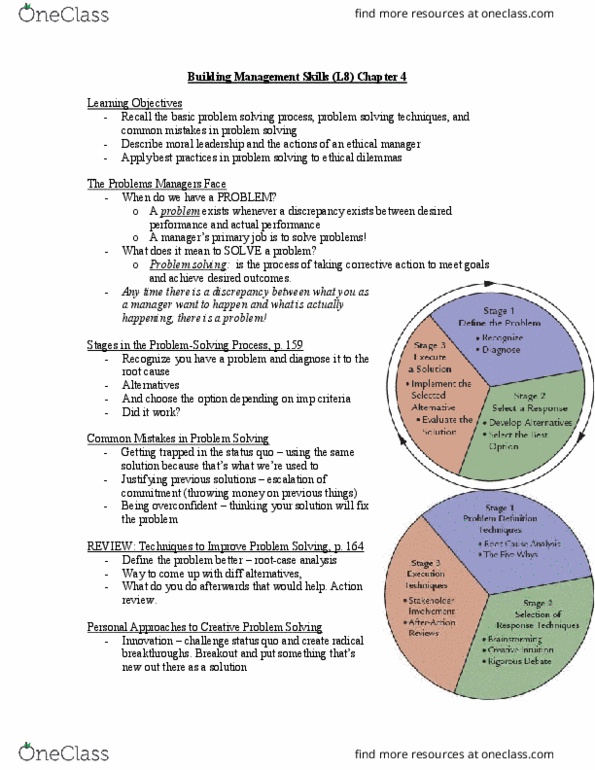 COMMERCE 3S03 Lecture Notes - Lecture 8: Problem Solving, 5 Whys, Brainstorming thumbnail