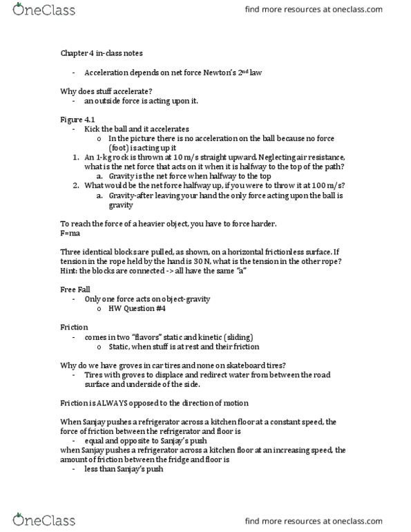 PHY 2020 Lecture Notes - Lecture 4: Net Force, Resultant Force, Terminal Velocity thumbnail