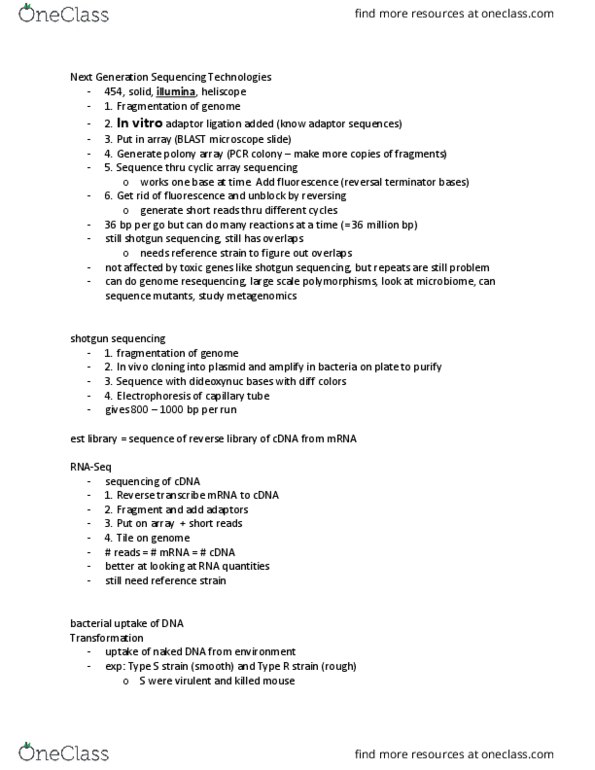 MIMG 101 Lecture Notes - Lecture 15: Shotgun Sequencing, Replica Plating, Gene Gun thumbnail