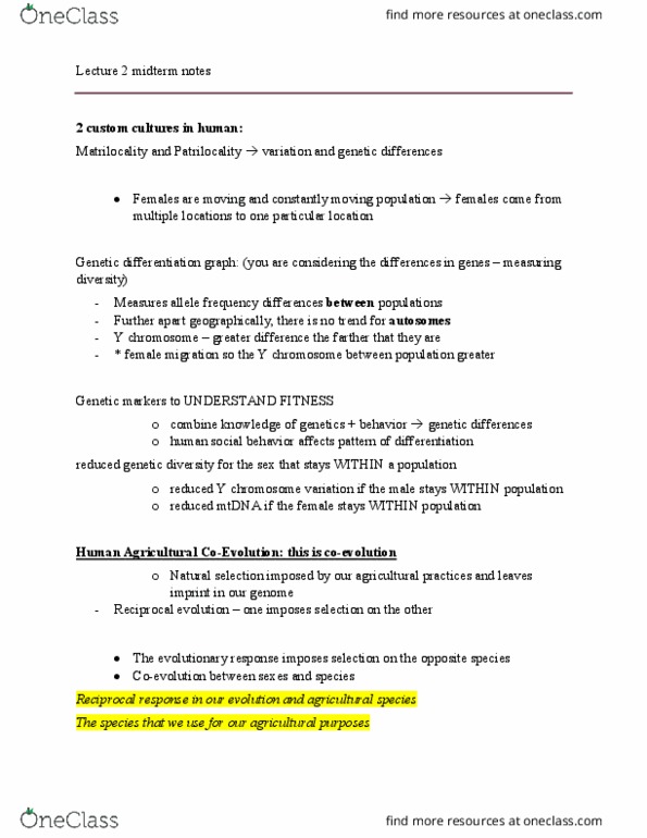 BIO220H1 Lecture Notes - Lecture 2: Lactose Intolerance, Lactase, Coevolution thumbnail