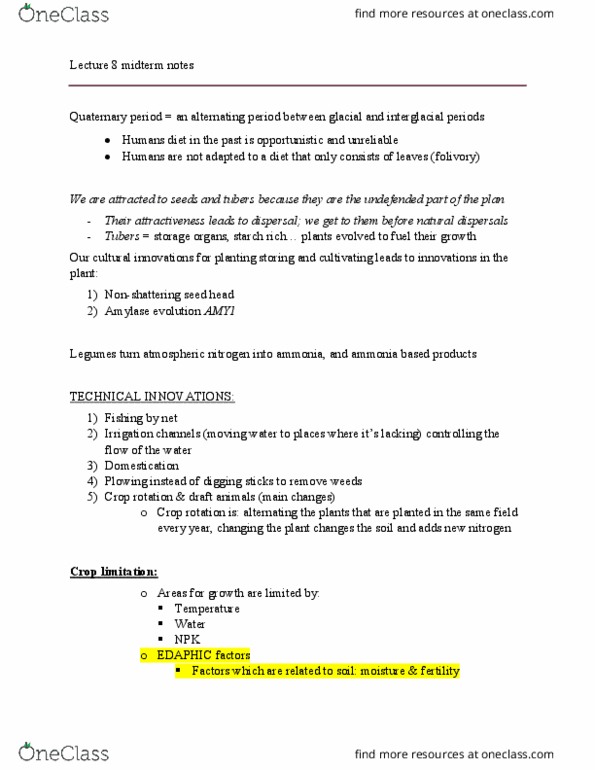 BIO220H1 Lecture Notes - Lecture 8: Crop Rotation, Soil Conditioner, Folivore thumbnail