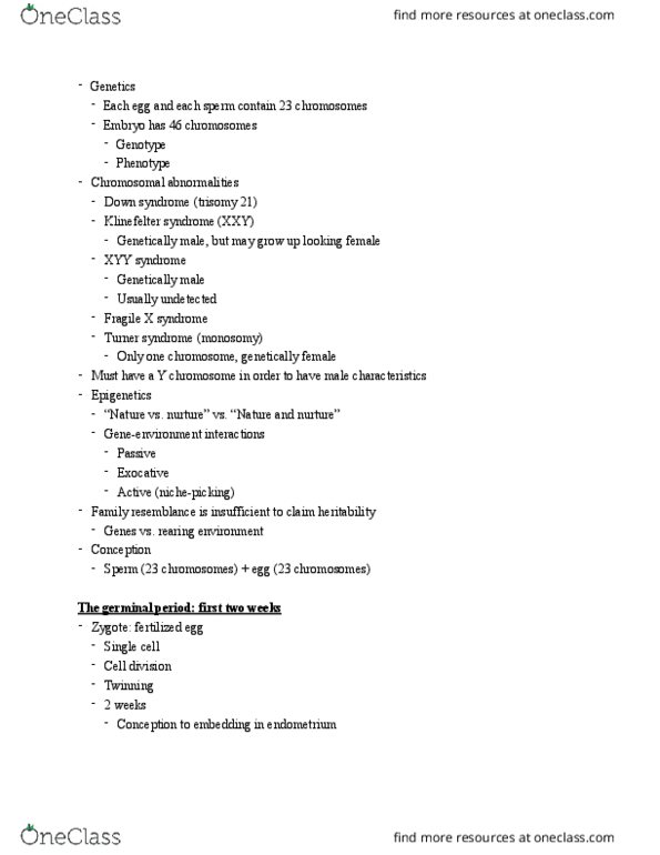 DEP 2004 Lecture Notes - Lecture 10: Neural Tube Defect, Spina Bifida, Prenatal Development thumbnail