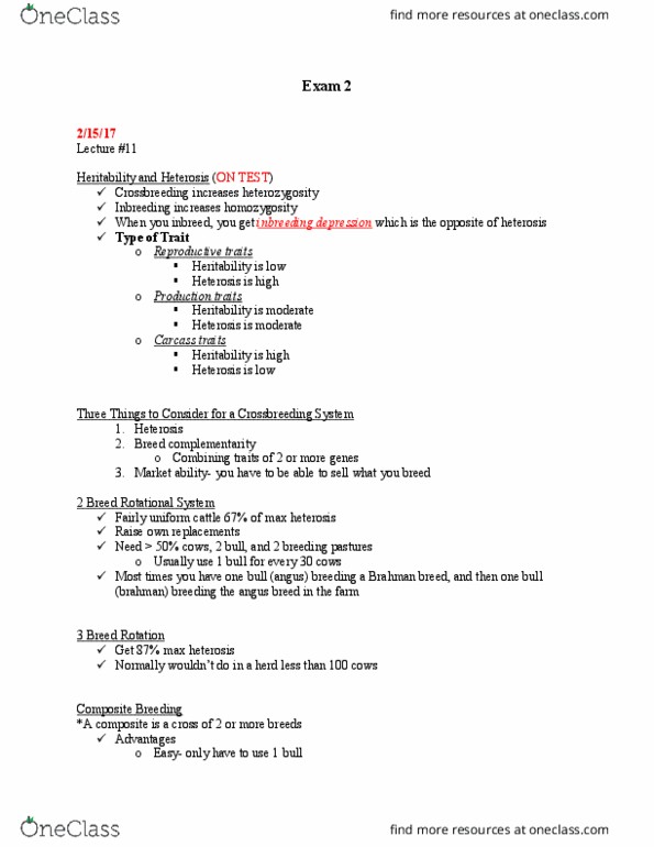 ADSC 3600 Lecture Notes - Lecture 1: Heterosis, Inbreeding Depression, Zygosity thumbnail