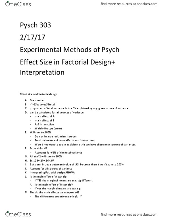 PSY 303 Lecture Notes - Lecture 21: Factorial Experiment, Effect Size, Statistical Significance thumbnail