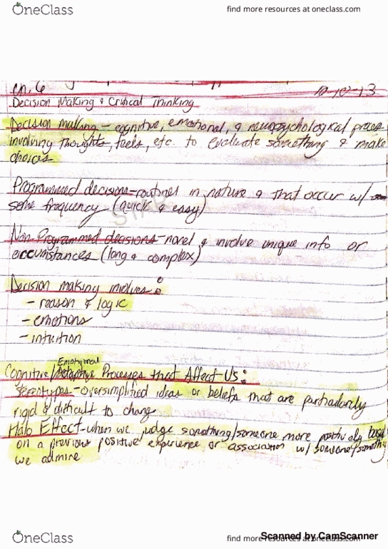 HRM 1101 Lecture 10: Decision Making & Critical Thinking (Lecture 10) thumbnail