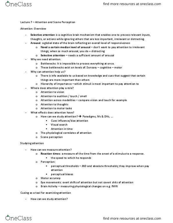 PSYB51H3 Lecture Notes - Lecture 7: Visual Search, Electroencephalography, Spatial Frequency thumbnail