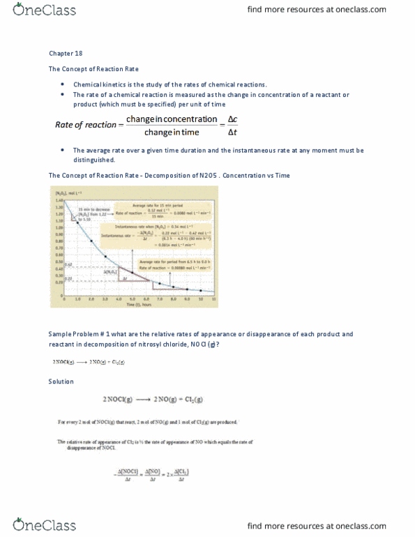 CHMA10H3 Chapter Notes - Chapter 18: Rate Equation, Collision Theory, Reaction Rate thumbnail
