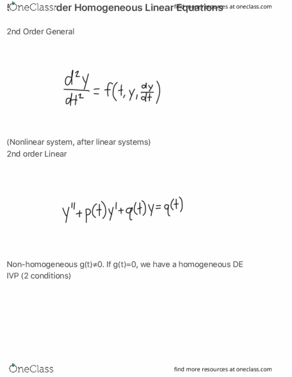 MATH 2243 Lecture Notes - Lecture 1: Wronskian, Nonlinear System thumbnail