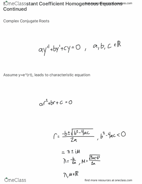 MATH 2243 Lecture Notes - Lecture 1: Complex Conjugate, Linear Function thumbnail