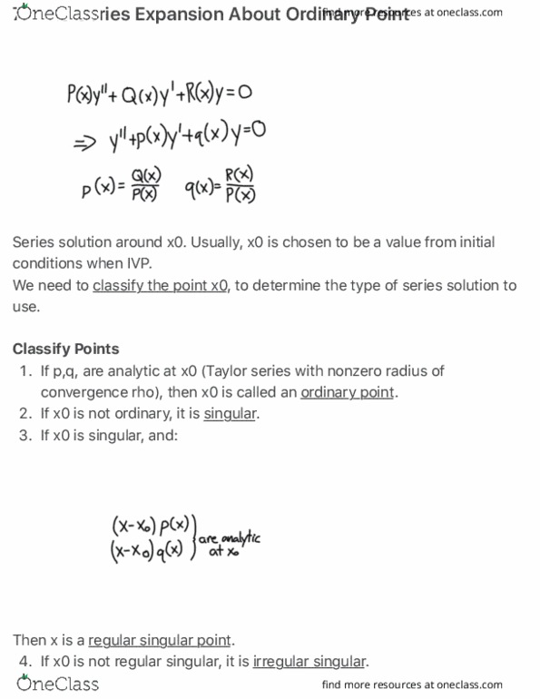 MATH 2243 Lecture Notes - Lecture 1: Regular Singular Point thumbnail