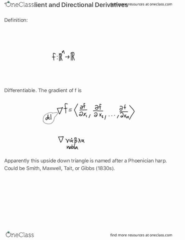 MATH 2374 Lecture Notes - Lecture 1: Directional Derivative, Tangent Space, Level Set thumbnail