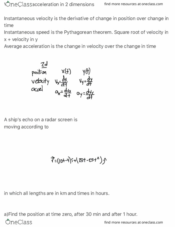 PHYS 1301W Lecture 1: Velocity and acceleration in 2 dimensions thumbnail